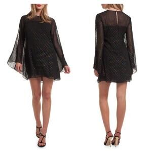 Trina Turk Winterluxe Tess 2 Metallic Multicolor Polka Dot Shift Dress Medium